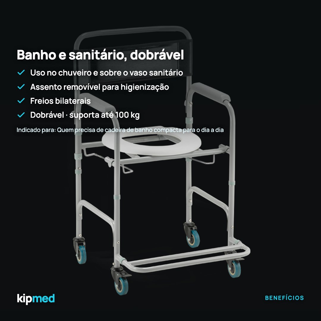 Foto 3: Cadeira de Banho Higiênica Dobrável Dellamed D30 Aço 100 kg — principais benefícios
