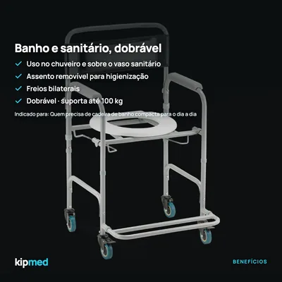 Foto 3: Cadeira de Banho Higiênica Dobrável Dellamed D30 Aço 100 kg — principais benefícios
