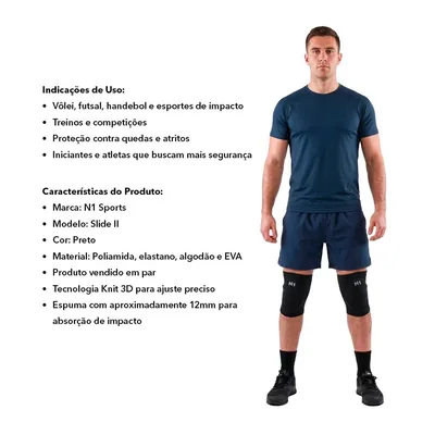 Foto 2: Par Joelheira com Proteção Slide II N1 Sports — uso