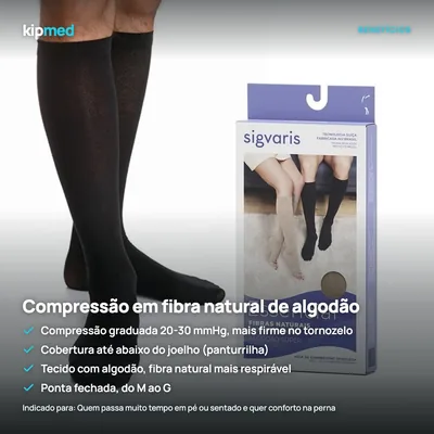 Foto 4: Meia de Compressão Panturrilha Ponta Fechada 20-30 mmHg — Sigvaris Algodão — principais benefícios