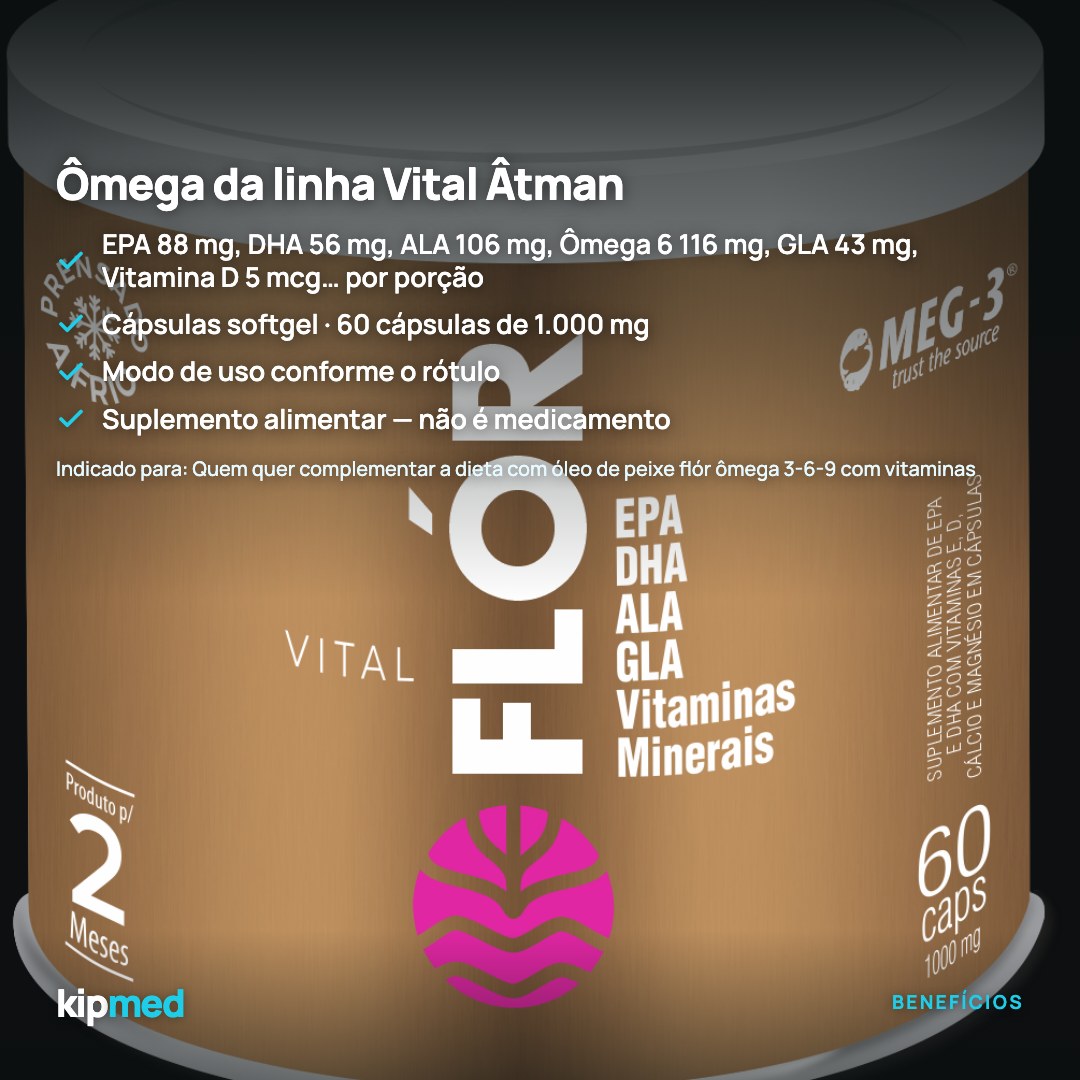 Foto 3: Óleo de Peixe Flór Ômega 3-6-9 com Vitaminas — Vital Âtman — principais benefícios