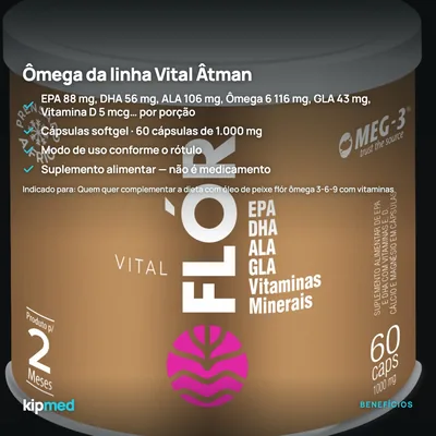 Foto 3: Óleo de Peixe Flór Ômega 3-6-9 com Vitaminas — Vital Âtman — principais benefícios