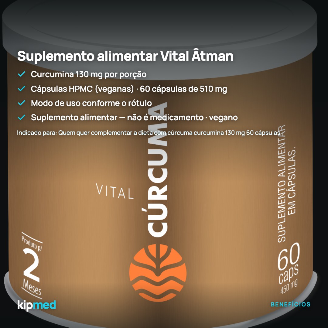 Foto 3: Cúrcuma Curcumina 130 mg 60 Cápsulas — Vital Âtman — principais benefícios