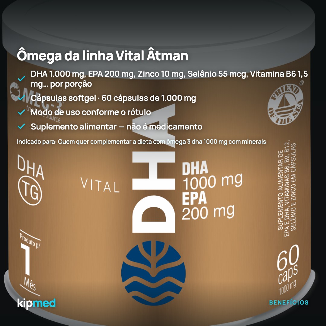 Foto 3: Ômega 3 DHA 1000 mg com Minerais — Vital Âtman — principais benefícios