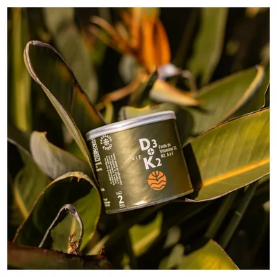 Foto 2: Vitaminas D3 + K2 + A + E — Vital Âtman — detalhe do produto