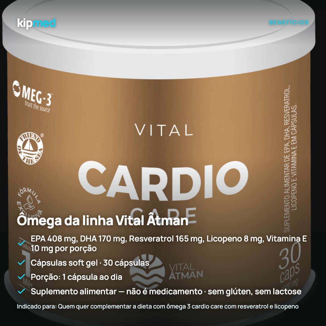 Foto 3: Ômega 3 Cardio Care com Resveratrol e Licopeno — Vital Âtman — principais benefícios