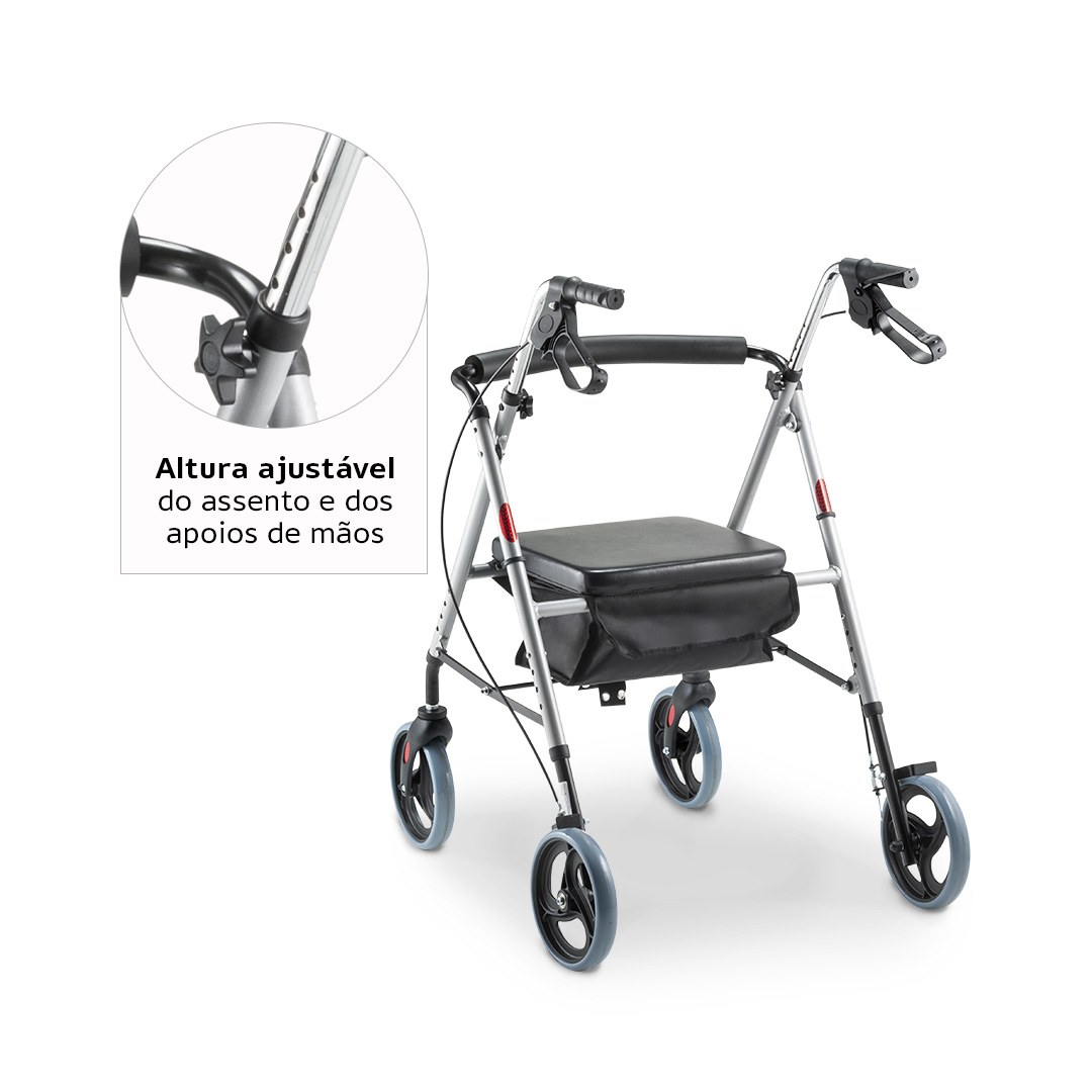Foto 2: Andador com Rodas e Assento Dellamed D12 Dobrável 110 kg — detalhe do produto