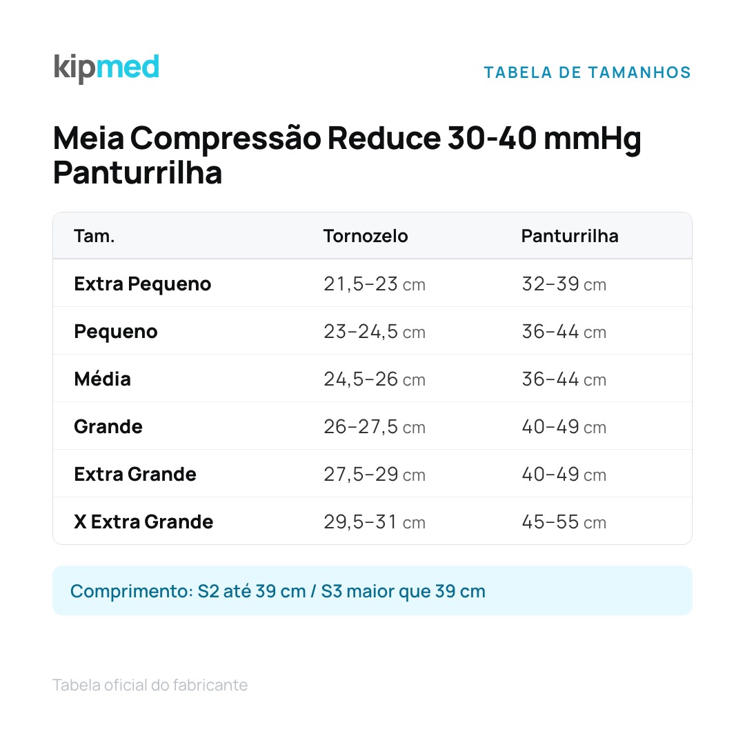 Foto 6: Meia Compressão Sigvaris Reduce 30-40 mmHg Panturrilha — tabela de medidas