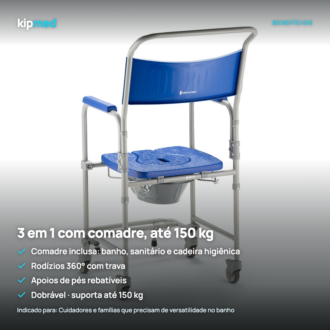 Foto 3: Cadeira de Banho Higiênica Dellamed D45 com Comadre até 150 kg — principais benefícios