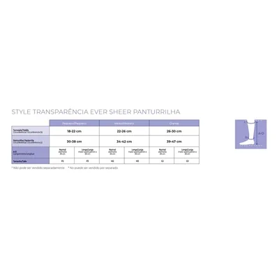 Foto 3: Meia de Compressão Panturrilha 20-30 mmHg — Sigvaris Ever Sheer — tabela de medidas