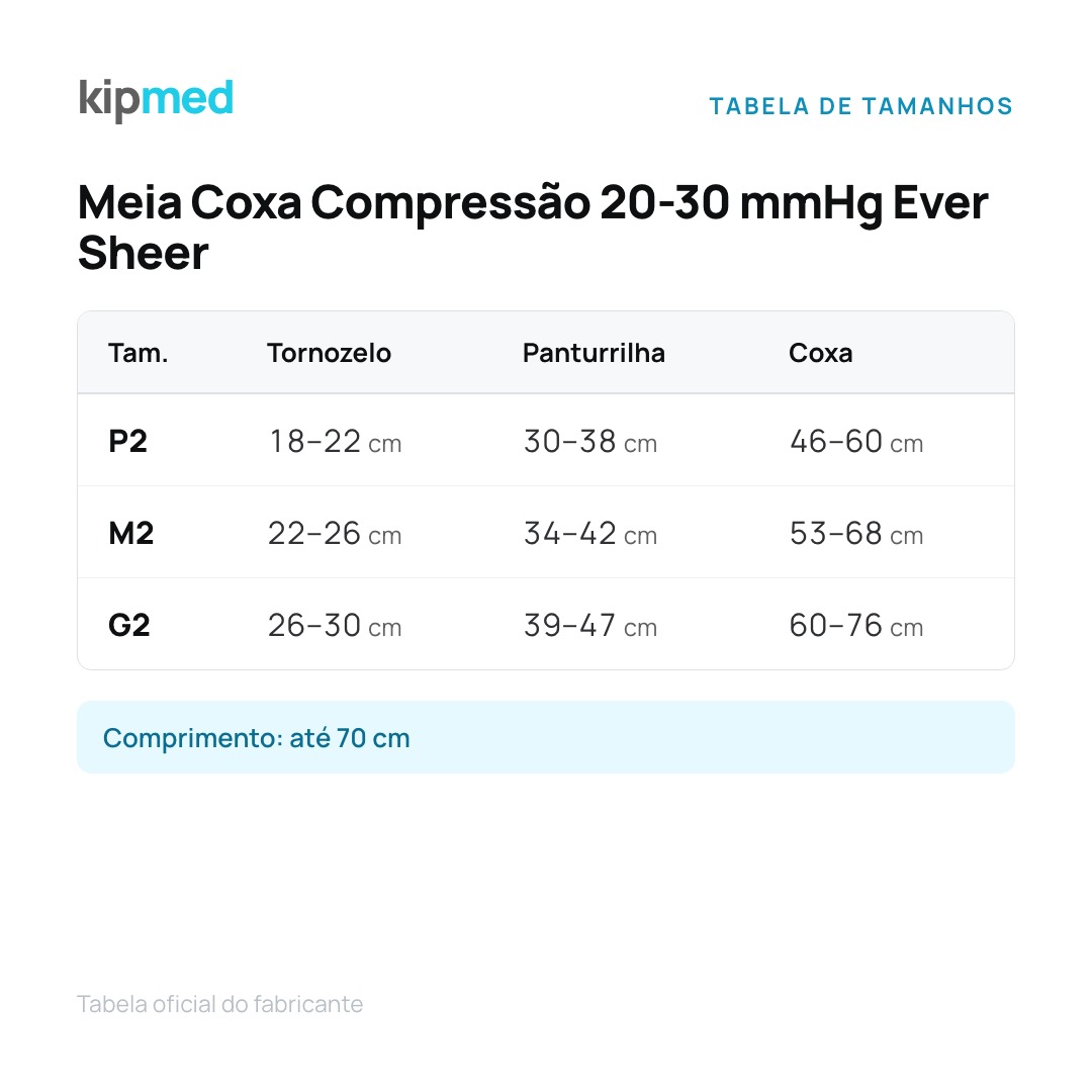 Foto 6: Meia Coxa Compressão 20-30 mmHg Ever Sheer Sigvaris — tabela de medidas