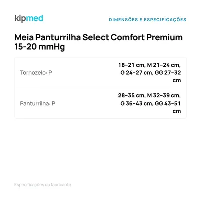 Foto 5: Meia de Compressão Panturrilha 15-20 mmHg — Sigvaris Select Comfort — tabela de medidas