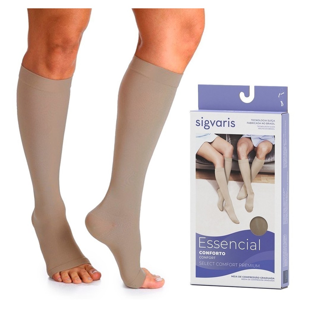 Meia de Compressão Panturrilha Ponta Aberta 20-30 mmHg — Sigvaris Select Comfort — vista frontal
