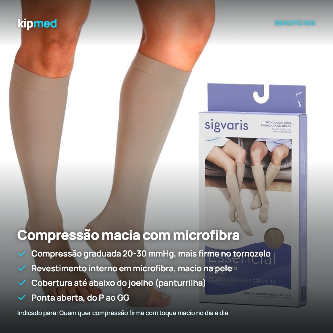 Foto 4: Meia de Compressão Panturrilha Ponta Aberta 20-30 mmHg — Sigvaris Select Comfort — principais benefícios
