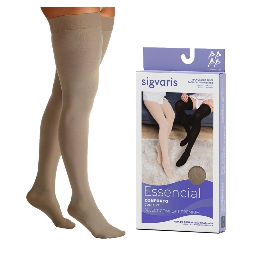 Meia de Compressão Meia-Coxa 20-30 mmHg — Sigvaris Select Comfort — vista frontal