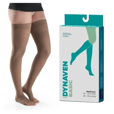 Meia de Compressão Meia-Coxa 20-30 mmHg — Sigvaris Dynaven — vista frontal