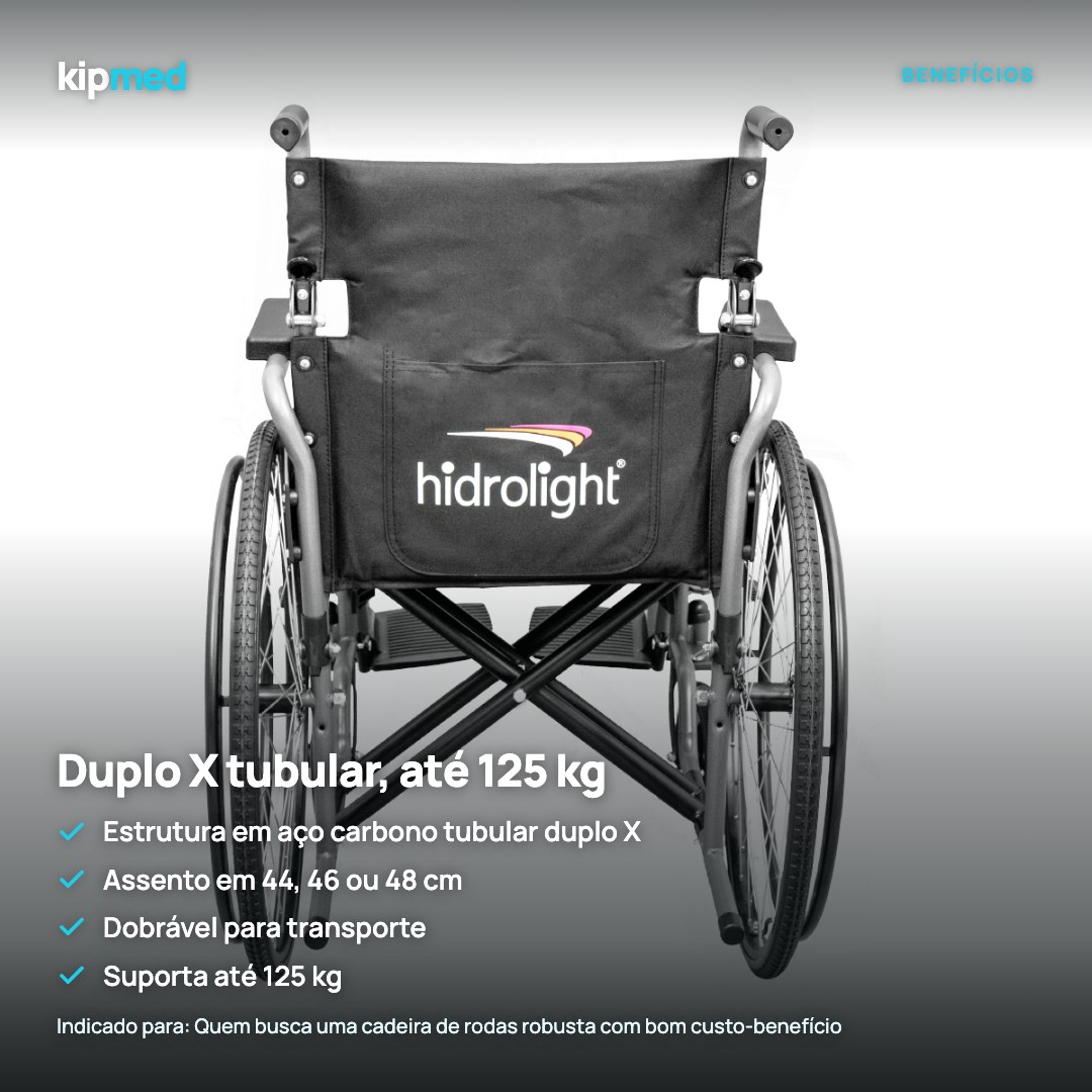 Foto 3: Cadeira de Rodas Dobrável Hidrolight Basic até 125 kg — principais benefícios