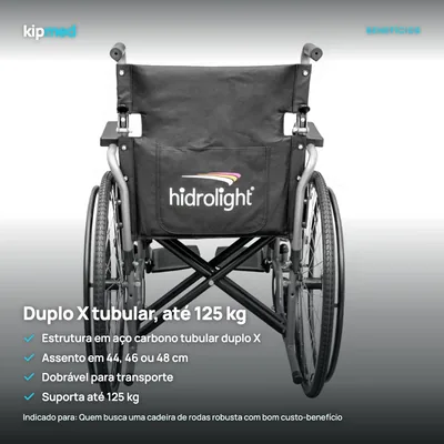 Foto 3: Cadeira de Rodas Dobrável Hidrolight Basic até 125 kg — principais benefícios
