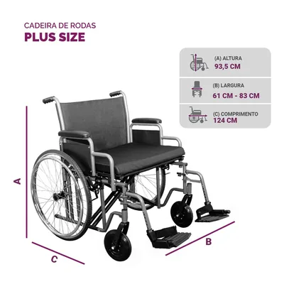 Foto 5: Cadeira de Rodas Plus Size Hidrolight AC30 até 250 kg - — medida