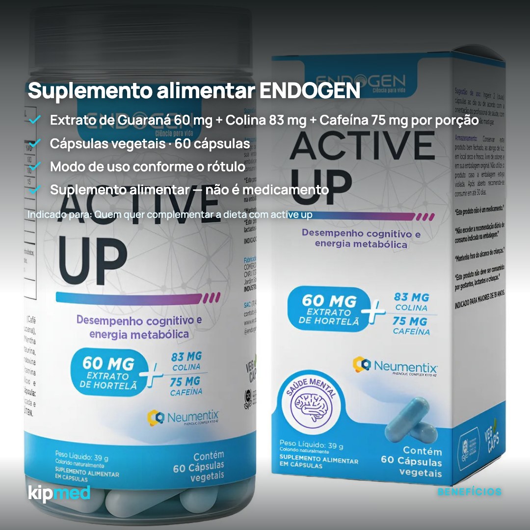 Foto 3: Active UP — Guaraná, Colina e Cafeína — Endogen — principais benefícios