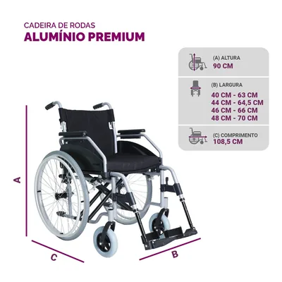 Foto 4: Cadeira de Rodas em Alumínio Hidrolight AL11 Premium até — medida