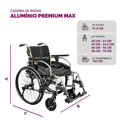 Foto 5: Cadeira de Rodas em Alumínio Hidrolight AL12 Premium Max — medida