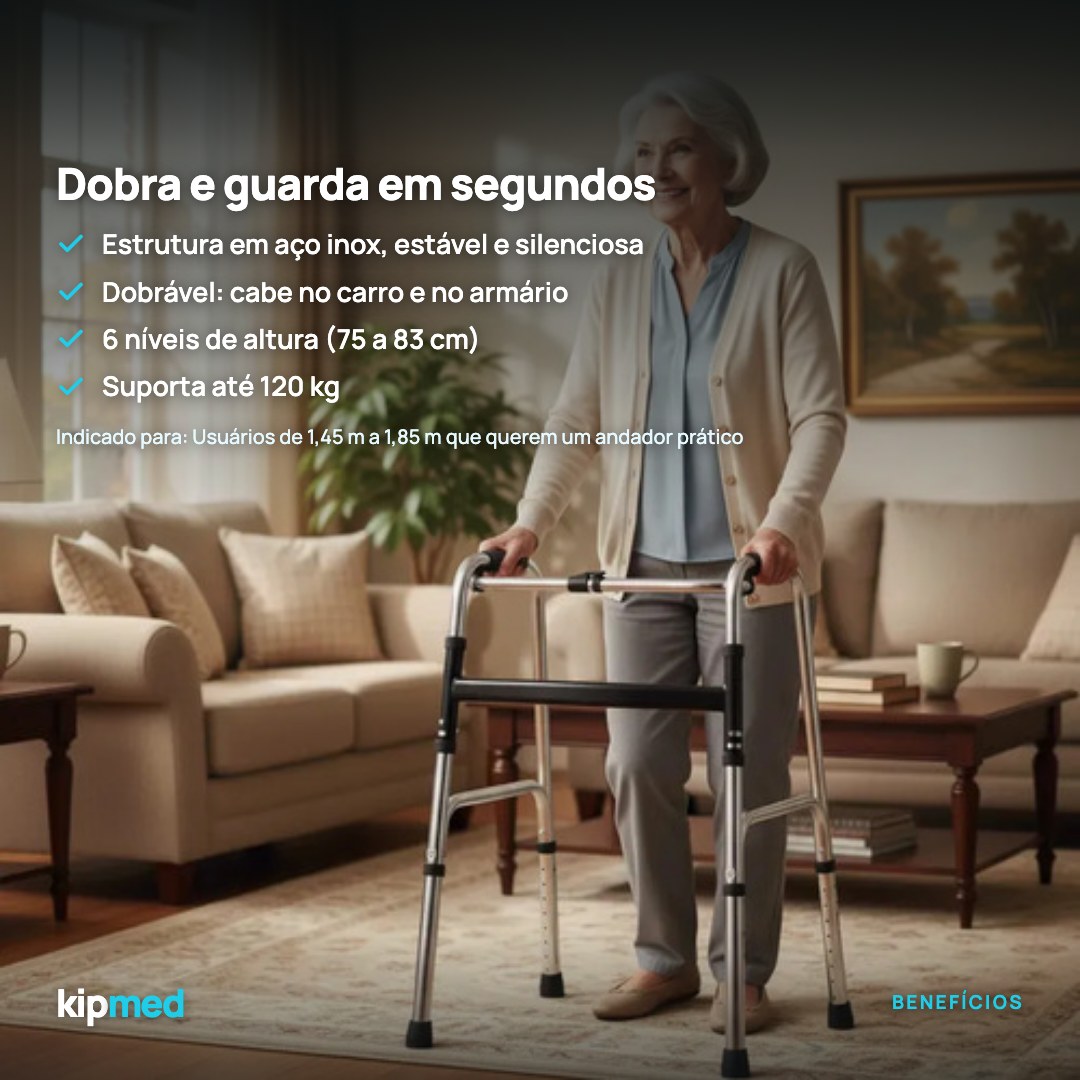 Foto 3: Andador Dobrável 2 Barras — Supermedy — principais benefícios