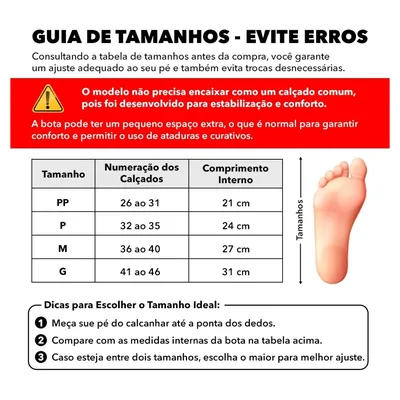Foto 3: Bota Imobilizadora Ortopédica Curta Take Care Ambidestra — medida