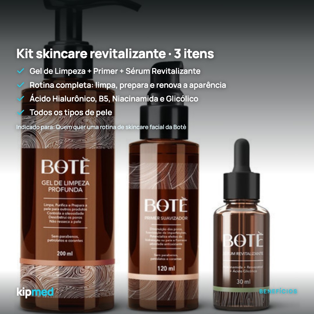 Foto 3: Kit Skincare Revitalizante 3 Itens · Gel + Primer + Sérum — Botè — principais benefícios