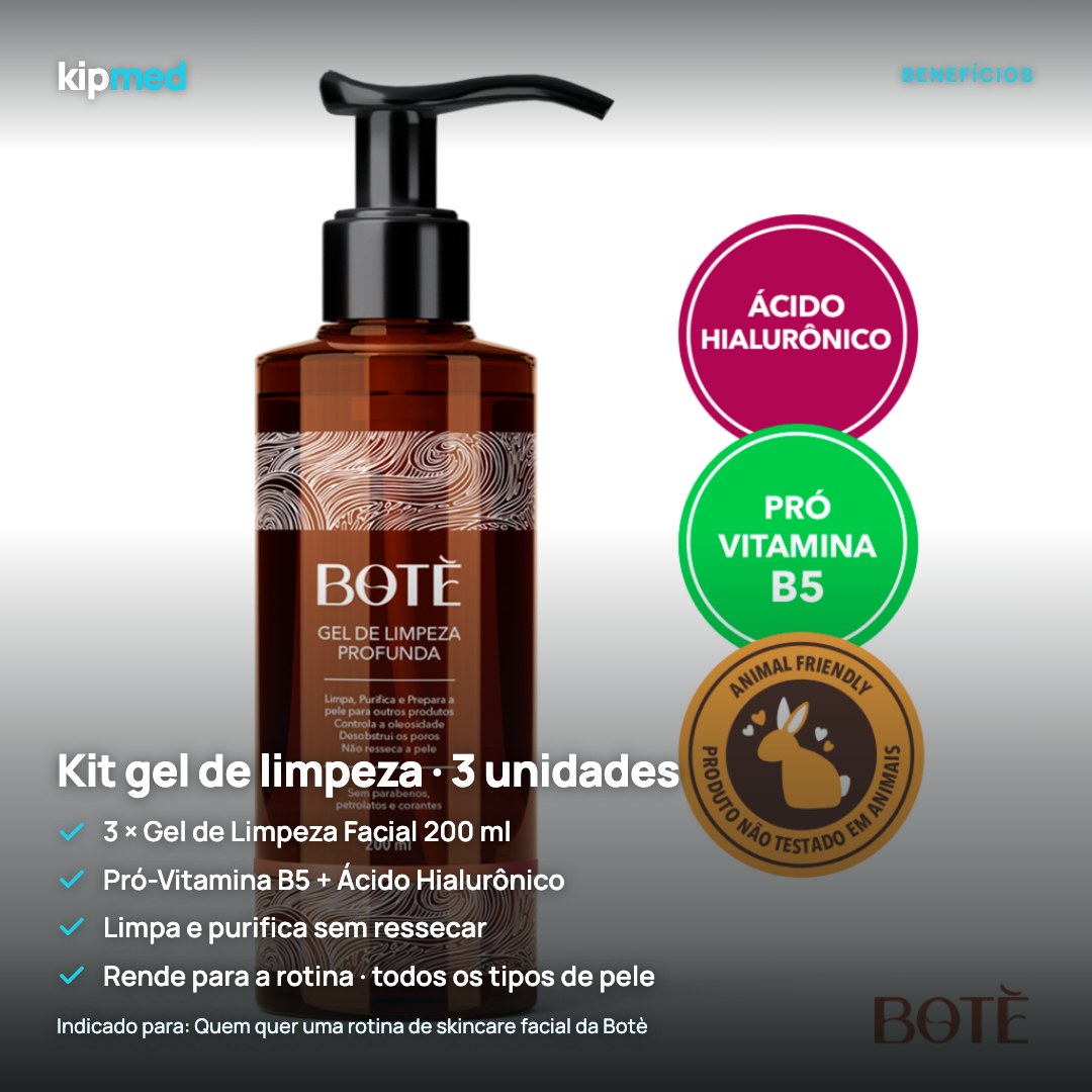 Foto 3: Kit Gel de Limpeza Facial 3 Unidades 200 ml — Botè — principais benefícios