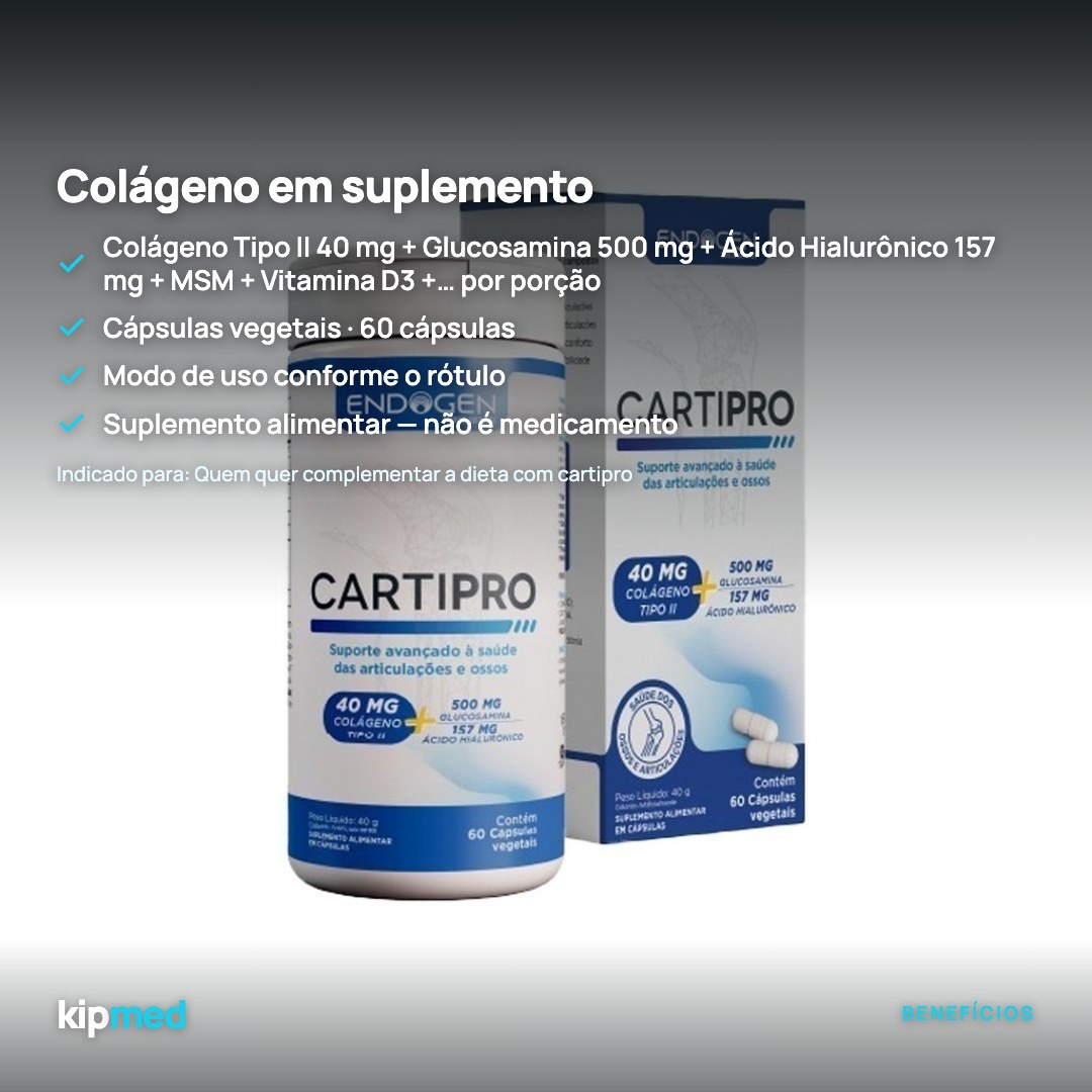 Foto 3: Cartipro — Colágeno II, Glucosamina e Ácido Hialurônico — Endogen — principais benefícios
