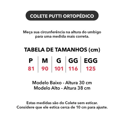 Foto 4: Colete Putti Baixo Lombossacral Take Care — medida