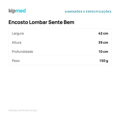 Foto 5: Encosto Lombar Sente Bem para Cadeira e Banco — Supermedy — medida