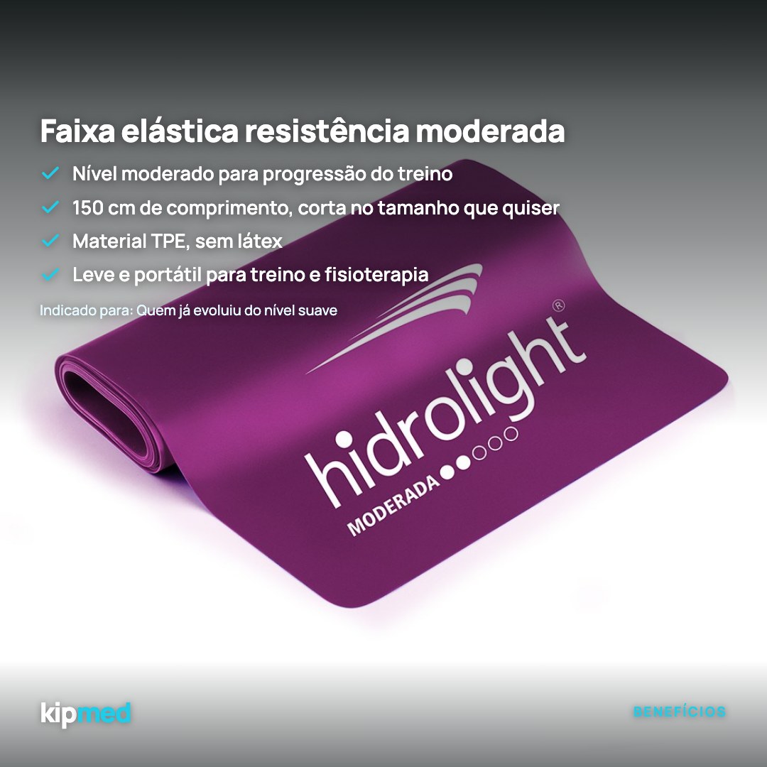Foto 2: Faixa Elástica de Resistência Moderada 150 cm — Hidrolight — principais benefícios