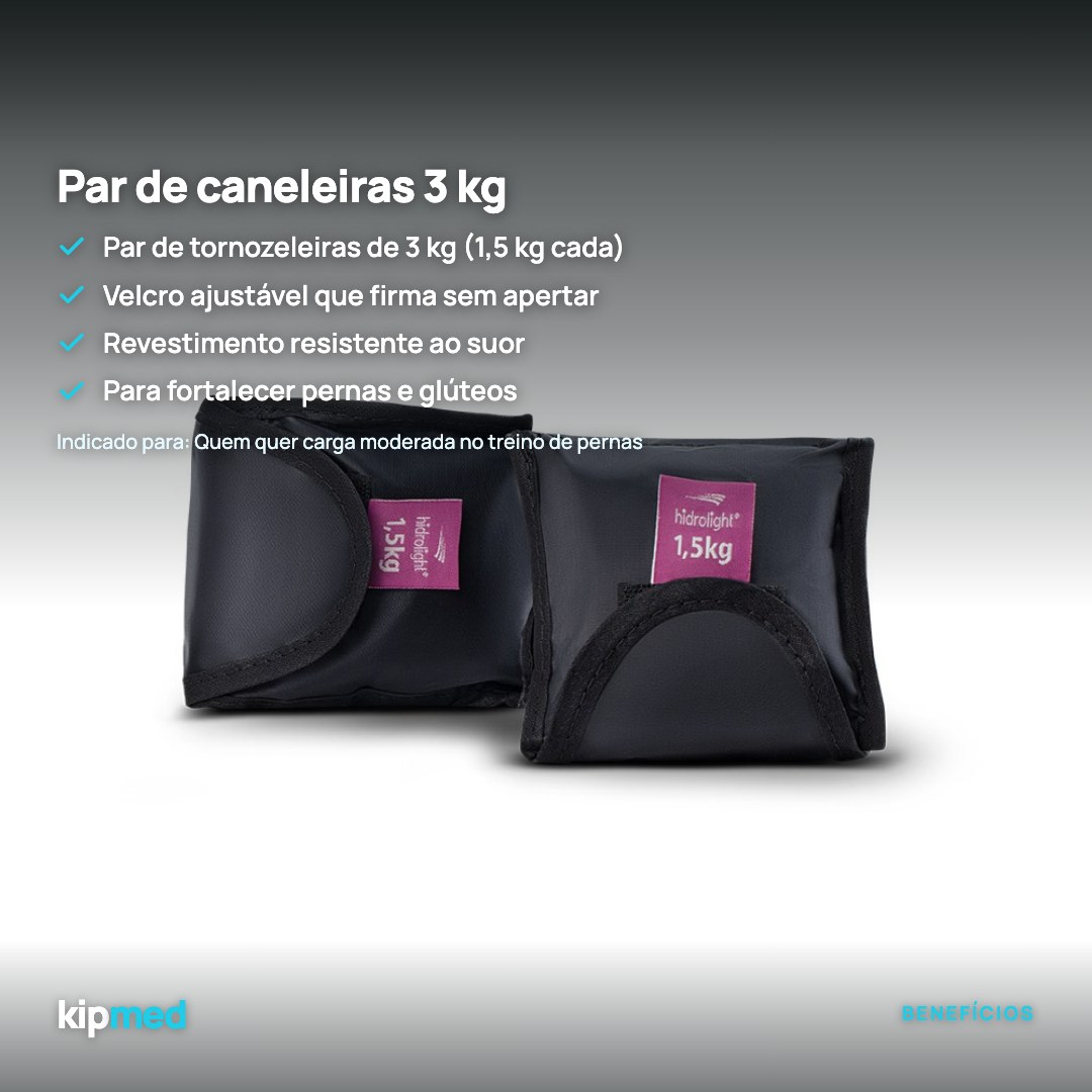 Foto 2: Par de Caneleiras 3 kg com Velcro Ajustável — Hidrolight — principais benefícios