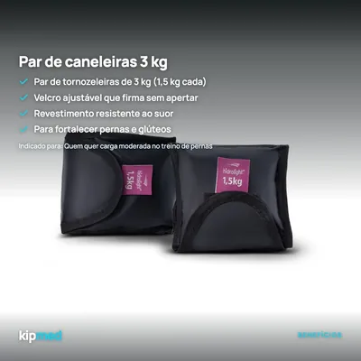 Foto 2: Par de Caneleiras 3 kg com Velcro Ajustável — Hidrolight — principais benefícios