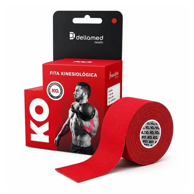 Fita Kinesiológica KO Red Fire 5 cm × 5 m — Dellamed — vista frontal
