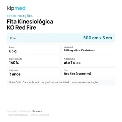 Foto 2: Fita Kinesiológica KO Red Fire 5 cm × 5 m — Dellamed — info