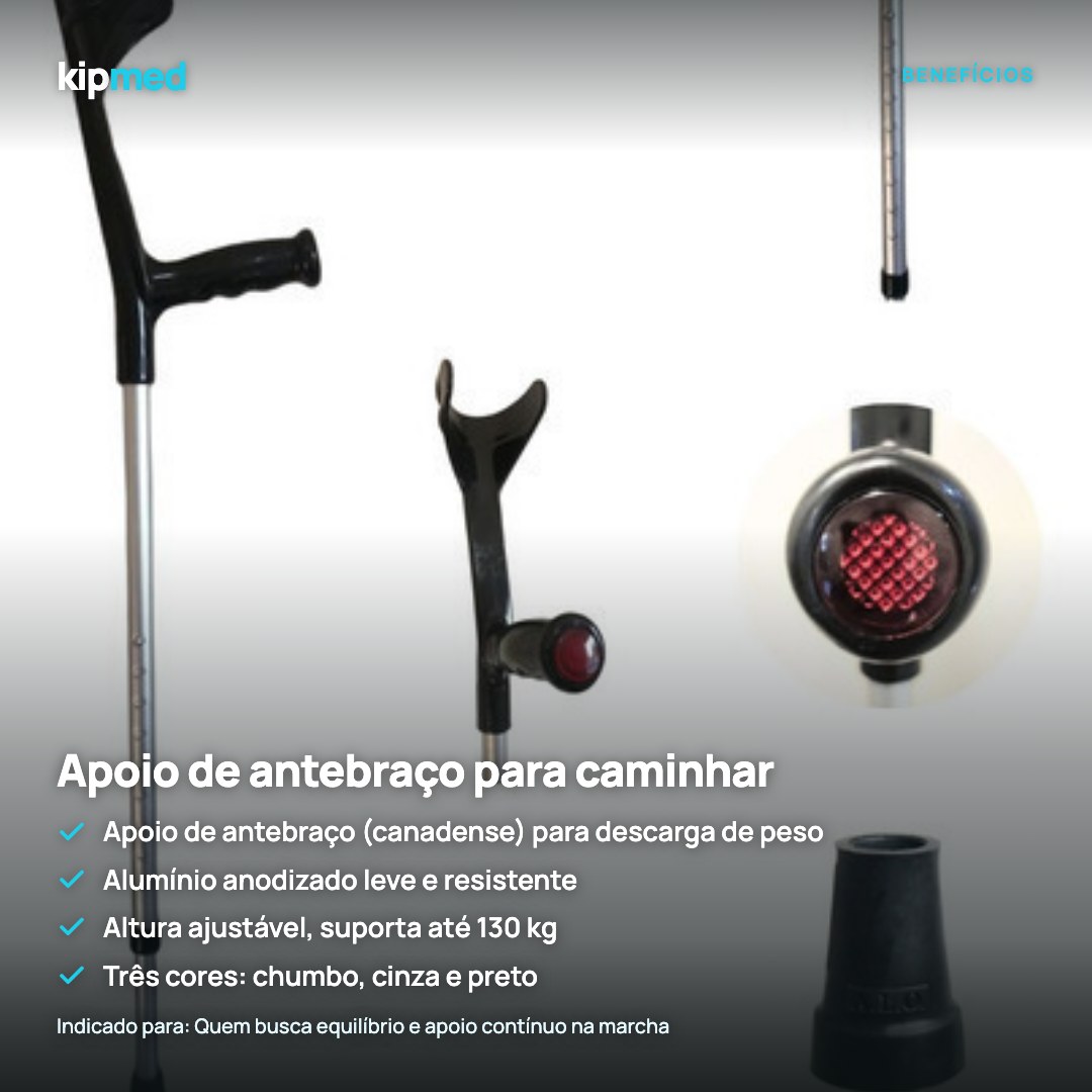 Foto 3: Muleta Canadense Ajustável em Alumínio — Alo — principais benefícios