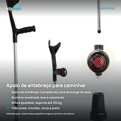 Foto 3: Muleta Canadense Ajustável em Alumínio (unidade) — Alo — principais benefícios