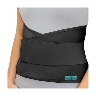 Faixa Lombar com Hastes Flexíveis Take Care Preta Suporte — vista frontal
