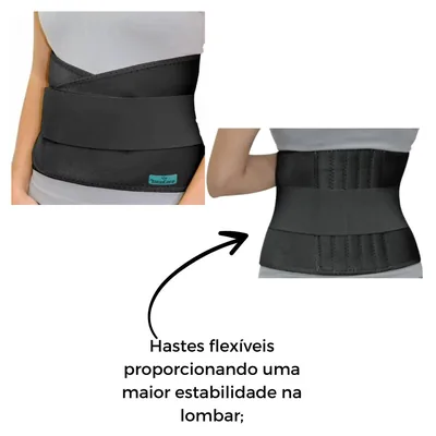 Foto 3: Faixa Lombar com Hastes Flexíveis Take Care Preta Suporte — info