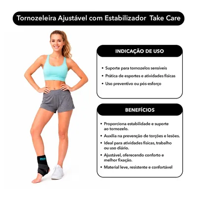Foto 4: Tornozeleira com Estabilizador Ajustável Take Care — info