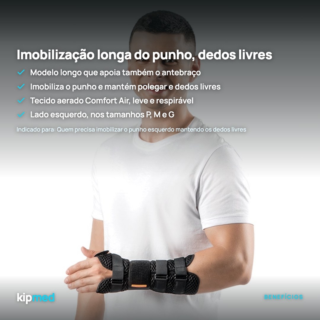 Foto 3: Órtese de Punho Longa sem Polegar (Esquerda) — Hidrolight — principais benefícios