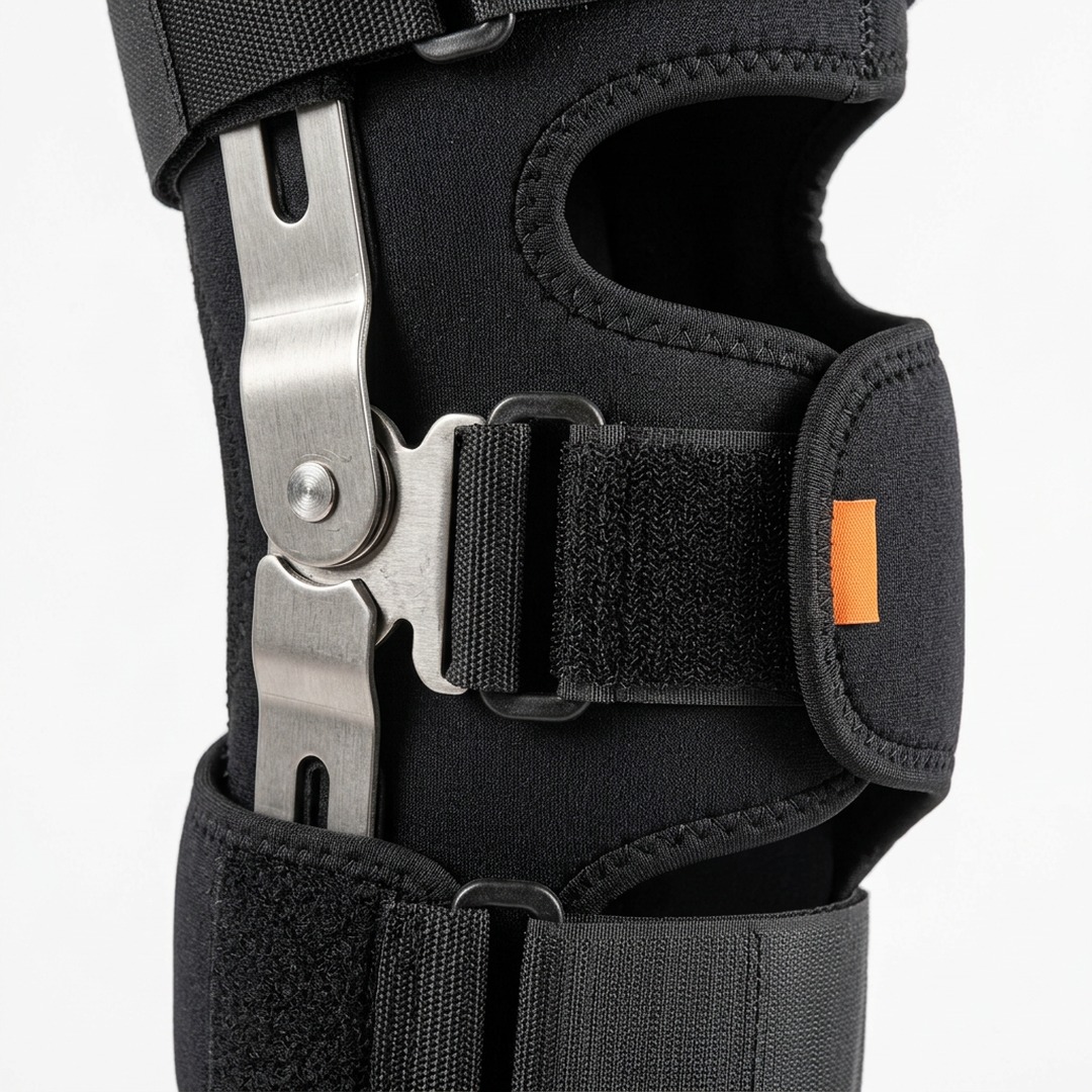 Foto 2: Joelheira Articulada com Reforço Lateral em Neoprene — Hidrolight — detalhe do produto