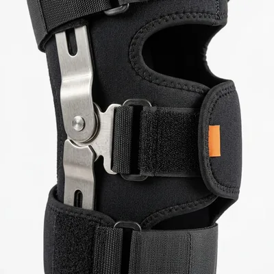 Foto 2: Joelheira Articulada com Reforço Lateral em Neoprene — Hidrolight — detalhe do produto