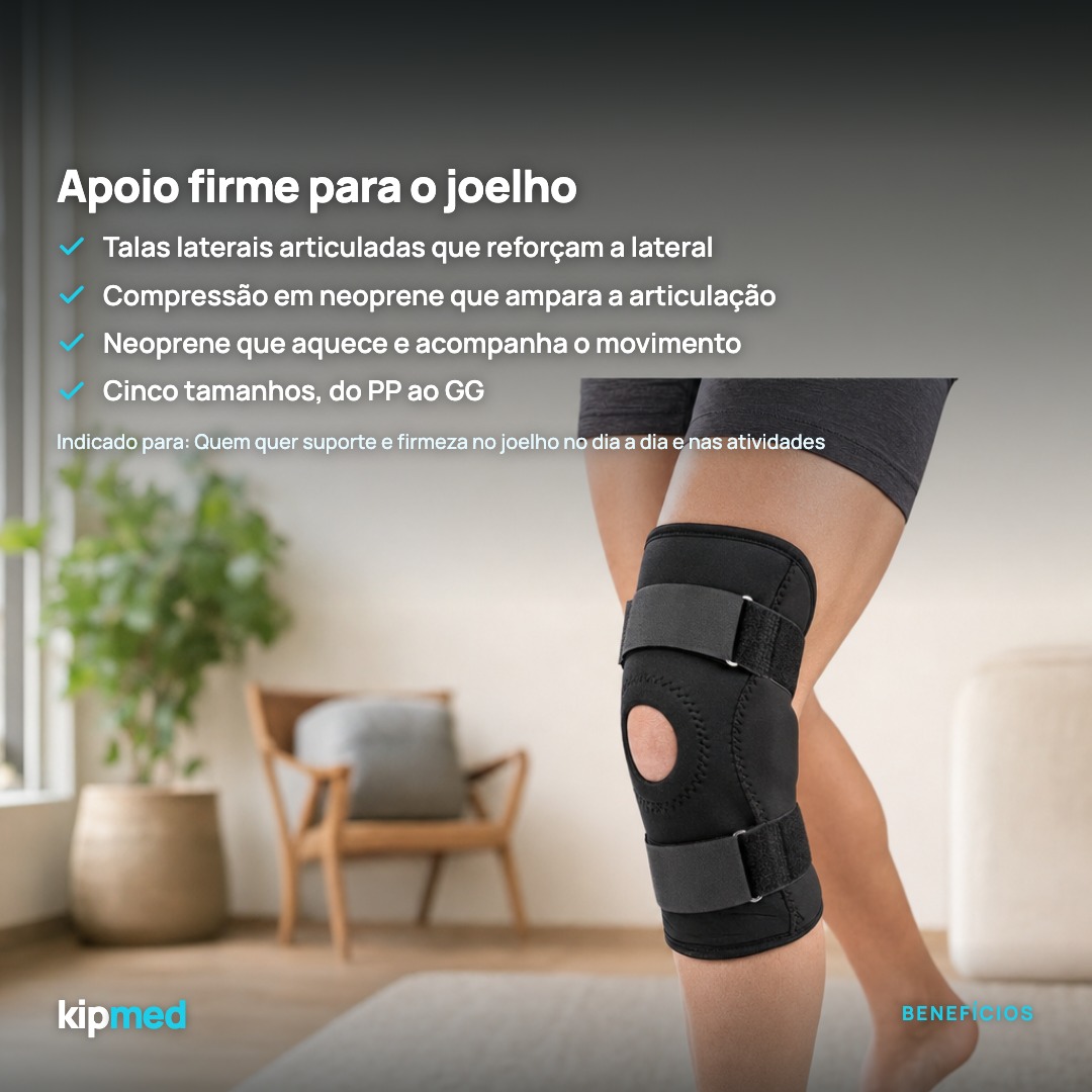 Foto 3: Joelheira Articulada com Reforço Lateral em Neoprene — Hidrolight — principais benefícios