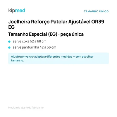 Foto 4: Joelheira com Reforço Patelar Ajustável (Especial EG) — Hidrolight — tabela de medidas