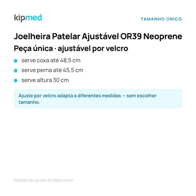 Foto 4: Joelheira com Reforço Patelar Ajustável — Hidrolight — tabela de medidas
