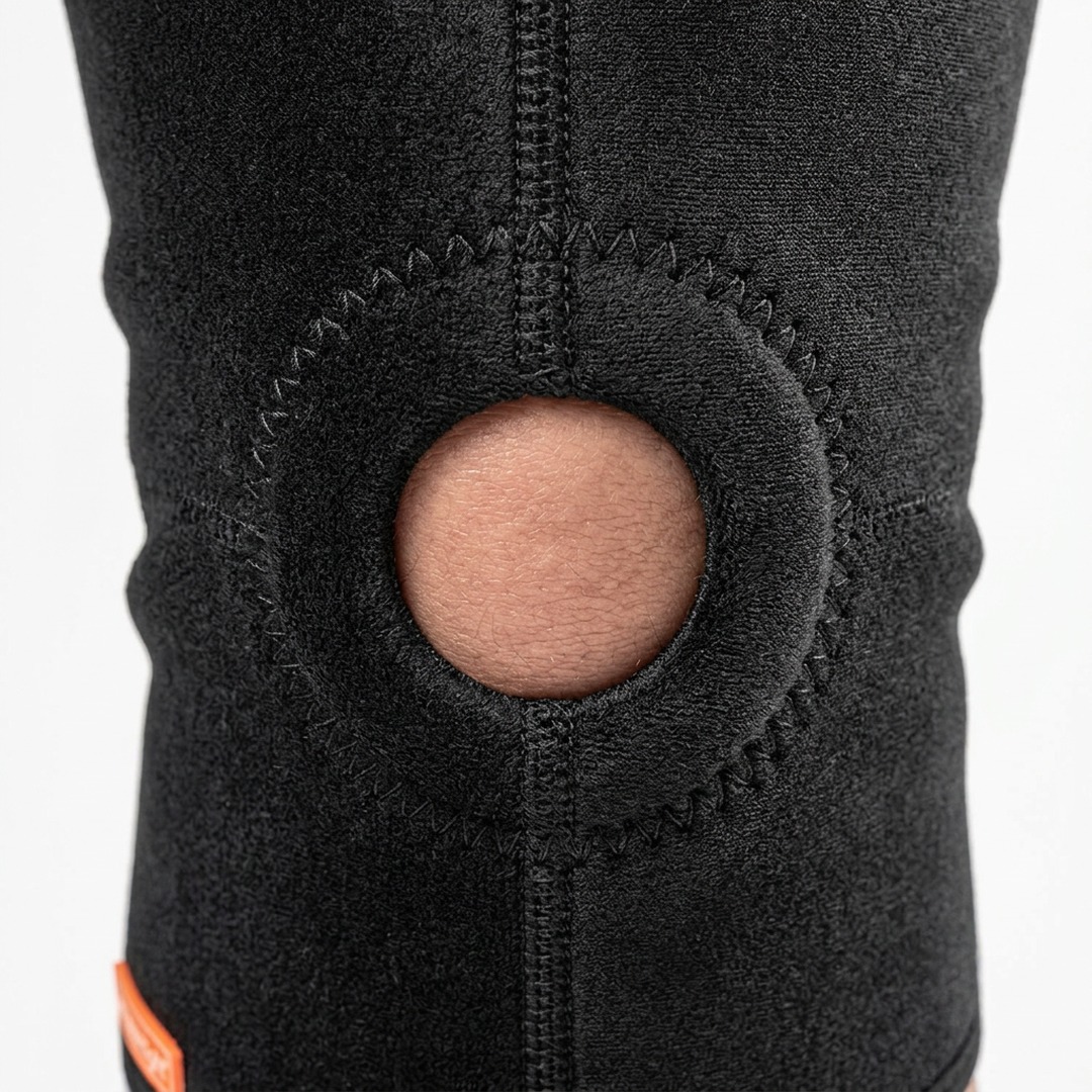 Foto 2: Joelheira Curta com Reforço Patelar em Neoprene — Hidrolight — detalhe do produto